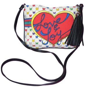 BRIGHTON Limited Edition Heart Bow Love Joy Leather Multicolor Tassel Crossbody
